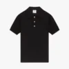 Svart kortærmet poloskjorte med monogram i pointelle