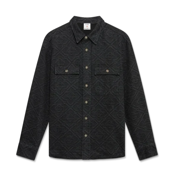 Svart langermet denimskjorte med laser