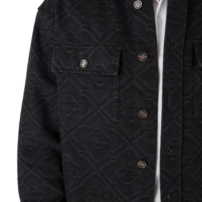 Svart langermet denimskjorte med laser