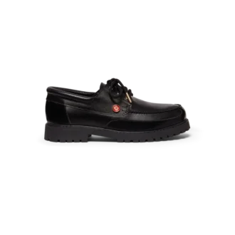 Svarte båtsko i skinn for menn