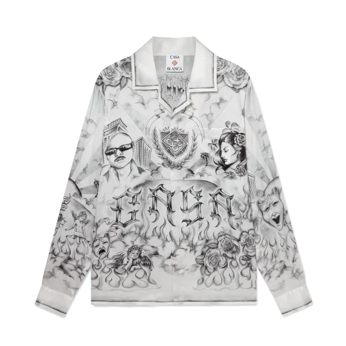 Tattoo langermet silkeskjorte