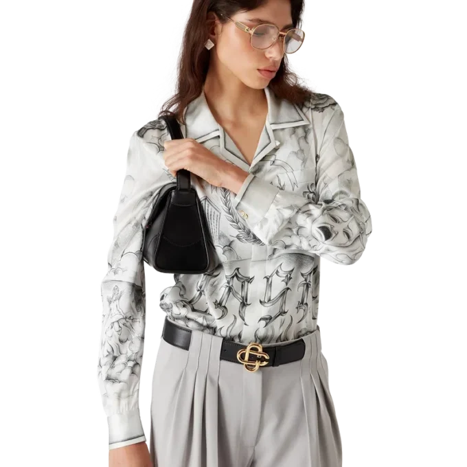 Tattoo langermet silkeskjorte