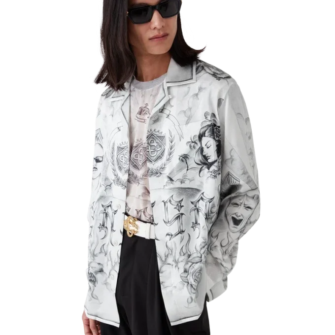 Tattoo langermet silkeskjorte