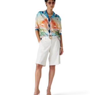 Tennis Club silke-skjorte med lange ermer