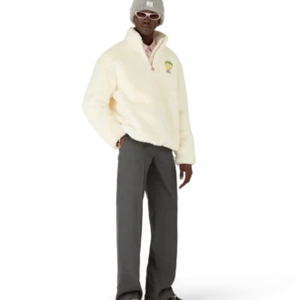 Tennis Mascot jakke med kvart glidelås og fuskepels