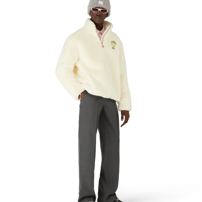 Tennis Mascot jakke med kvart glidelås og fuskepels