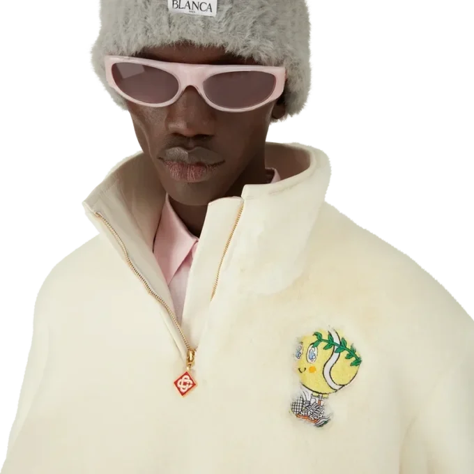 Tennis Mascot jakke med kvart glidelås og fuskepels