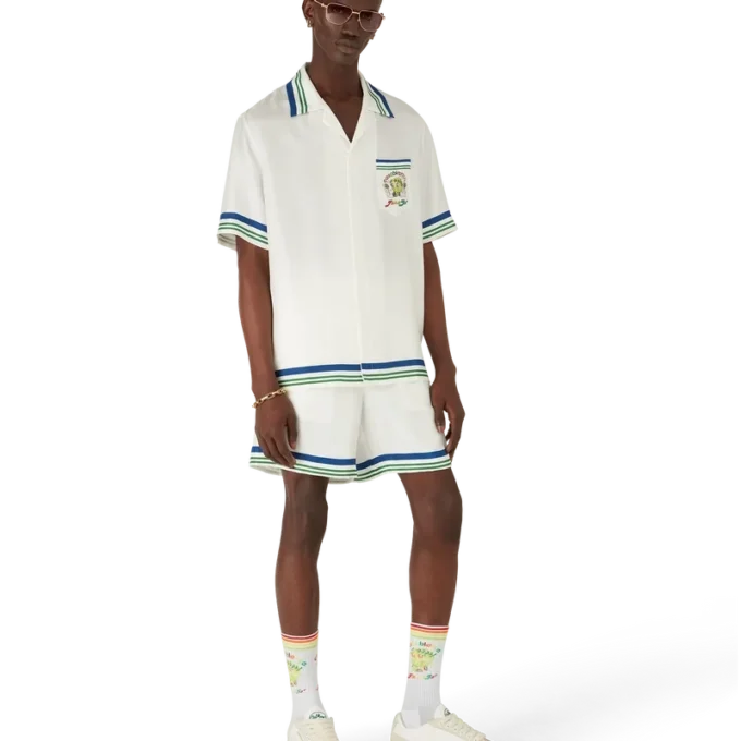 Tennis Mascot kortærmet skjorte i silketwill