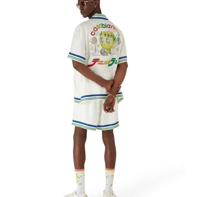 Tennis Mascot kortærmet skjorte i silketwill