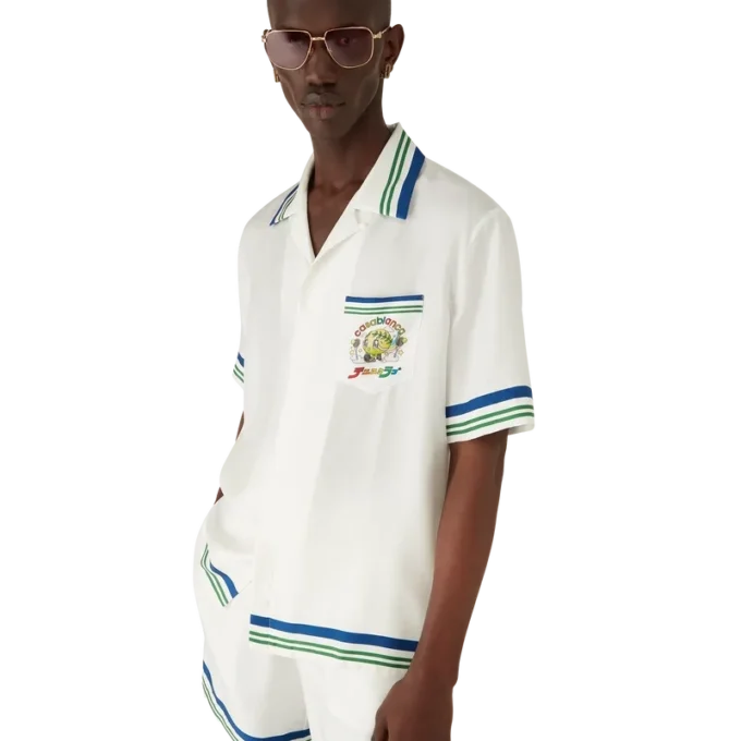 Tennis Mascot kortærmet skjorte i silketwill