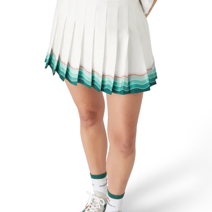 Tennis-plissert miniskjørt i silke