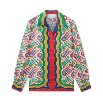 Tennis-silkeskjorte med monogram