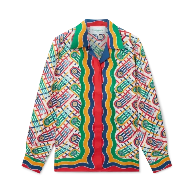 Tennis-silkeskjorte med monogram