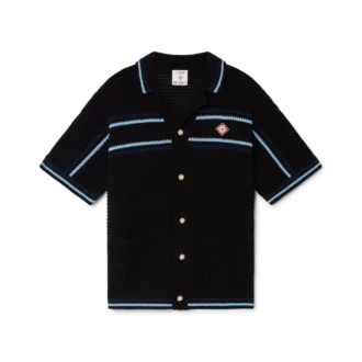 Tennis-skjorte i bomullshakket med korte ermer