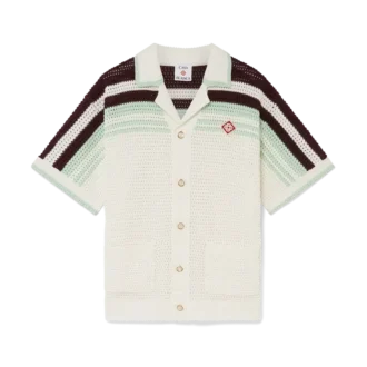 Tennis-skjorte i bomullshakket med korte ermer