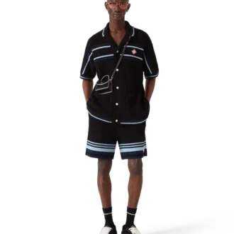 Tennis-skjorte i bomullshakket med korte ermer