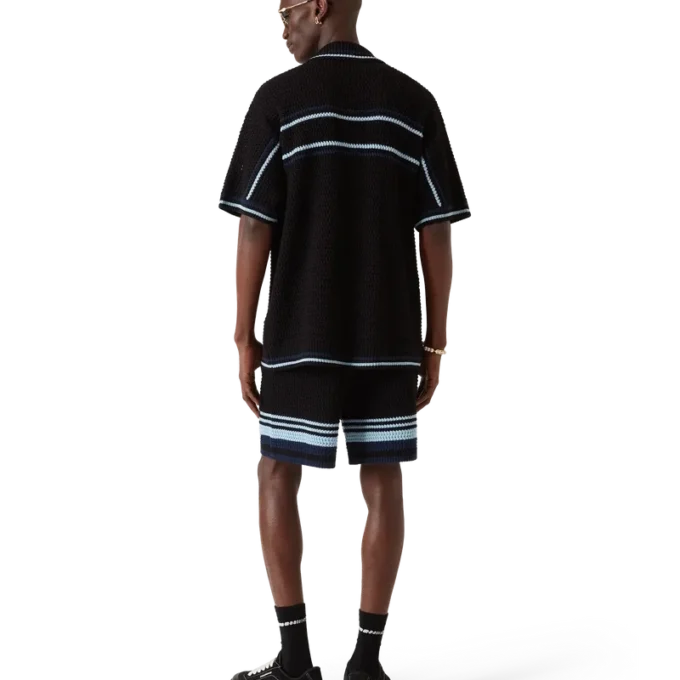 Tennis-skjorte i bomullshakket med korte ermer