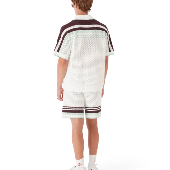 Tennis-skjorte i bomullshakket med korte ermer