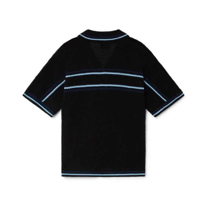 Tennis-skjorte i bomullshakket med korte ermer