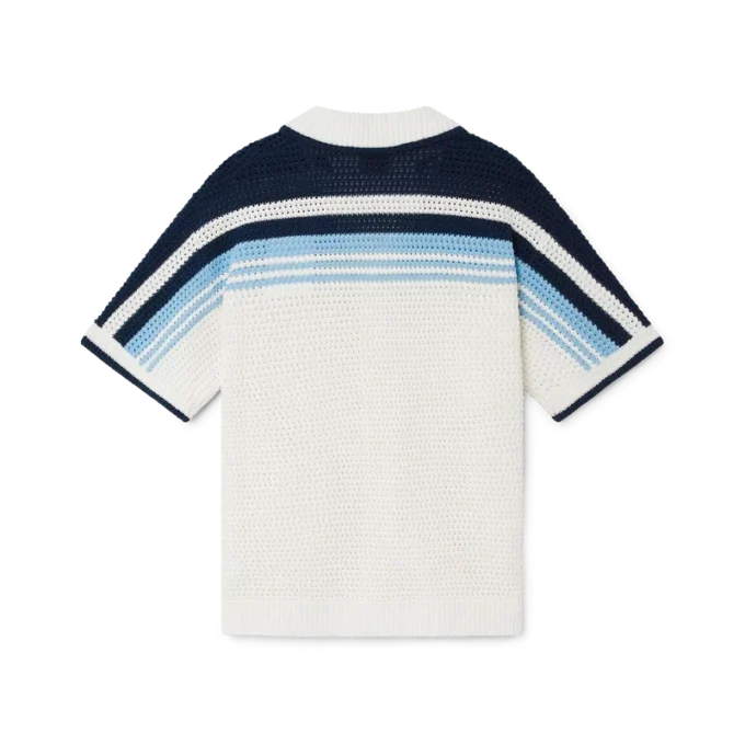 Tennis-skjorte i bomullshakket med korte ermer