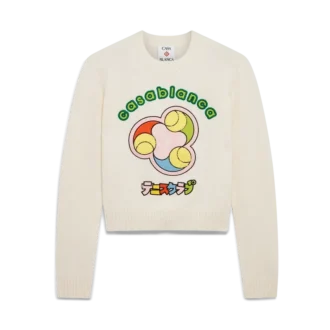 Tennisball-merinostrikk med rund hals