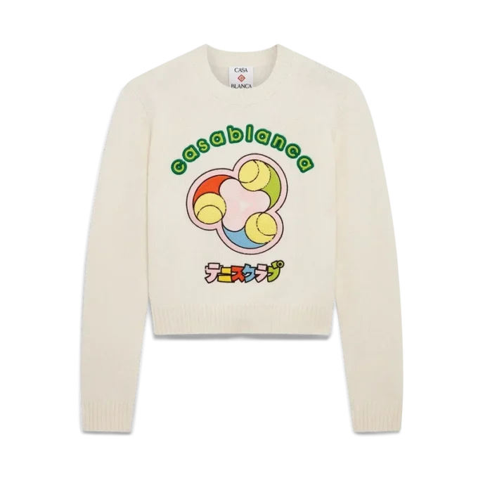 Tennisball-merinostrikk med rund hals