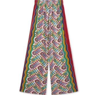 Trykte bukser med vid ben