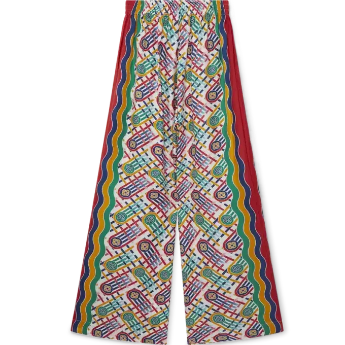 Trykte bukser med vid ben