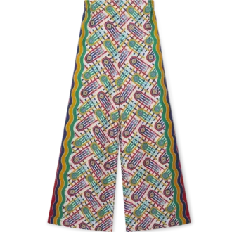 Trykte bukser med vid ben