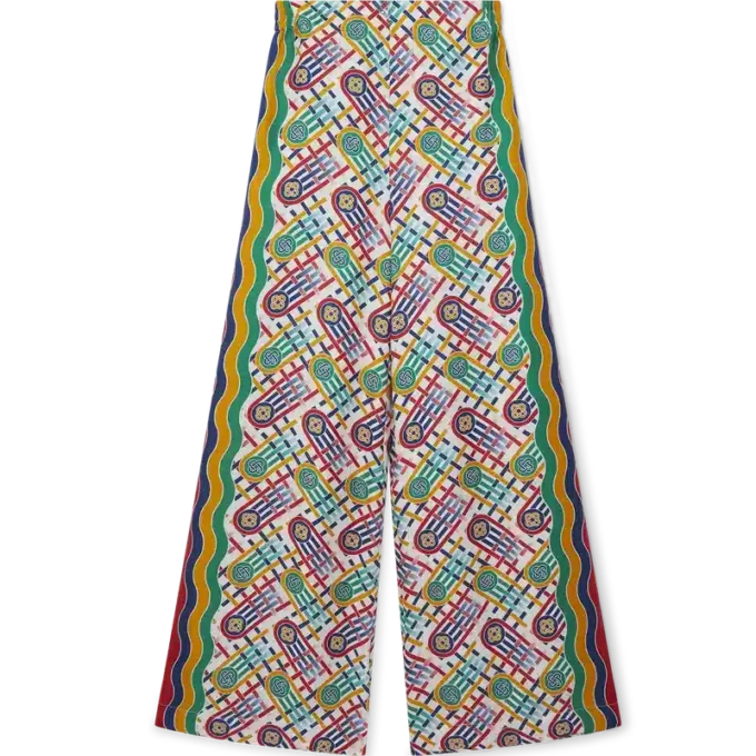 Trykte bukser med vid ben