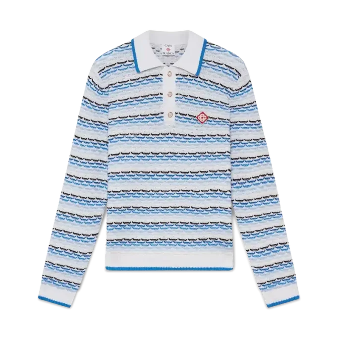 Tuck Stitch langermet pique-skjorte