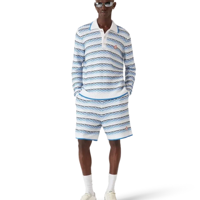 Tuck Stitch langermet pique-skjorte