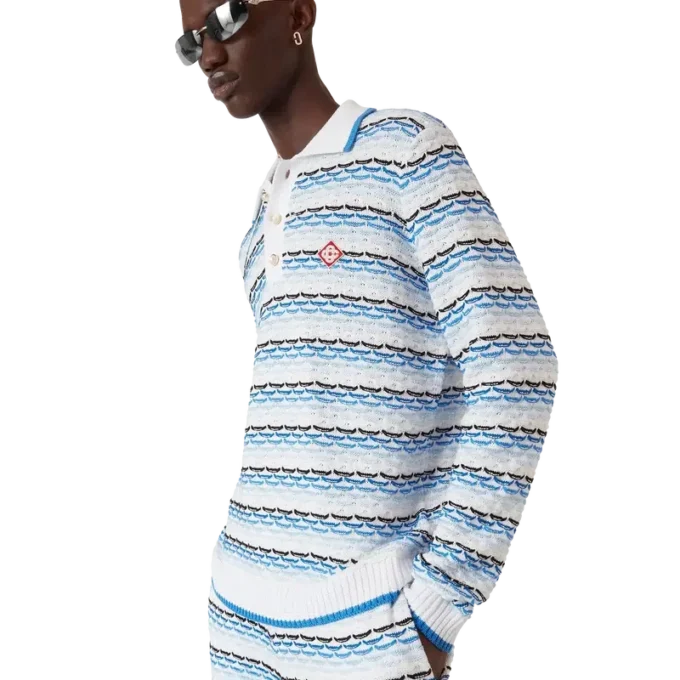 Tuck Stitch langermet pique-skjorte