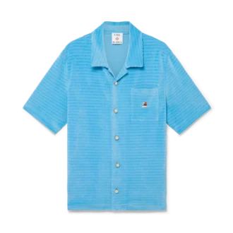 Velour-skjorte med korte shorts og striper