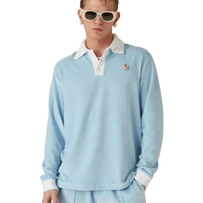 Velour Stripe Pique-skjorte