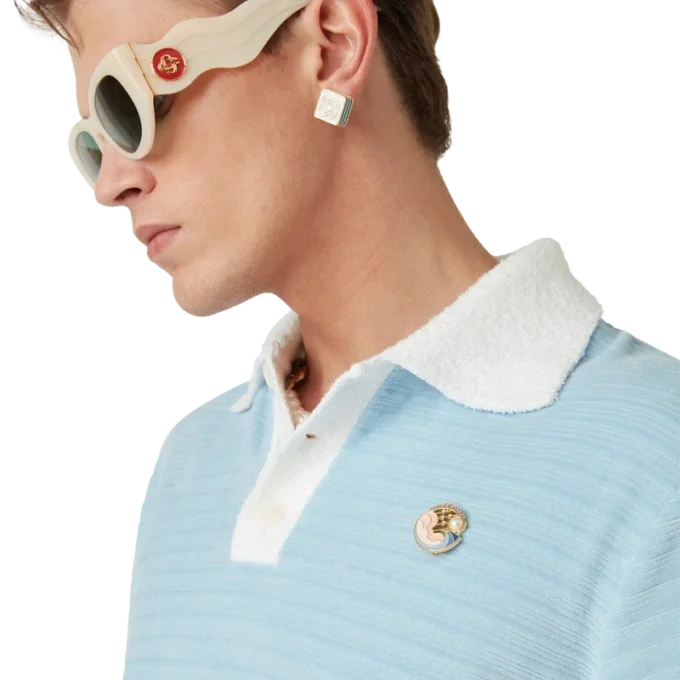 Velour Stripe Pique-skjorte