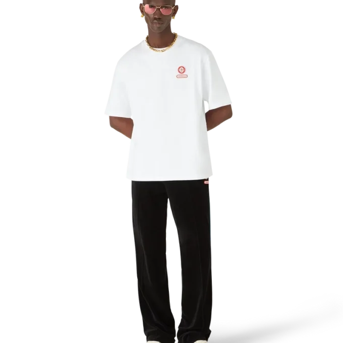 Velour-treningsbukse med gradientpiping