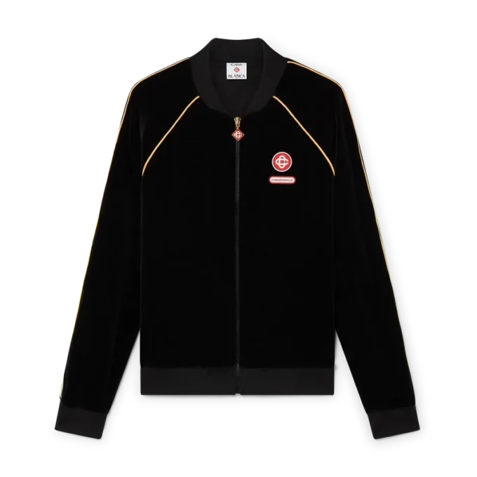 Velour-treningsjakke med gradientpiping