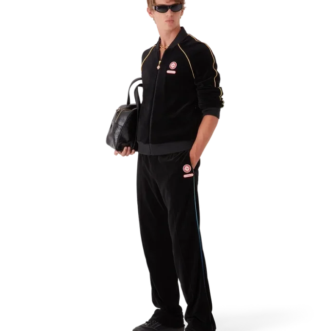 Velour-treningsjakke med gradientpiping