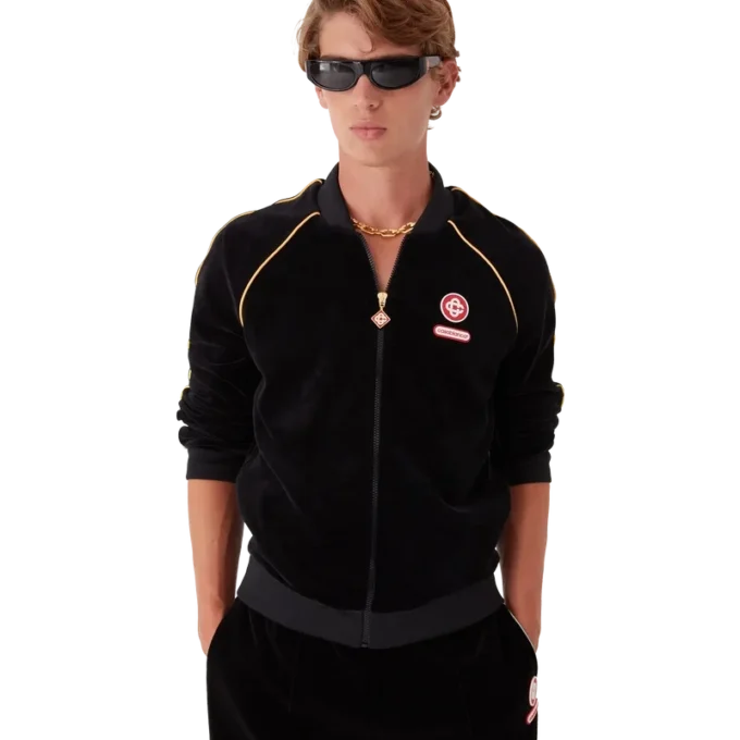 Velour-treningsjakke med gradientpiping