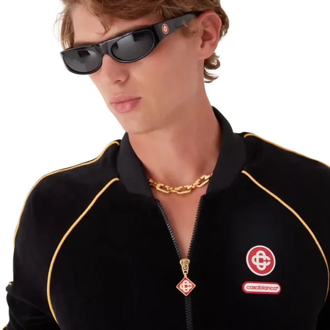 Velour-treningsjakke med gradientpiping