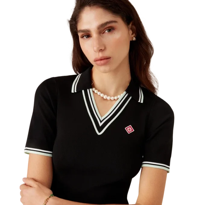 Viskose-kjole med V-hals