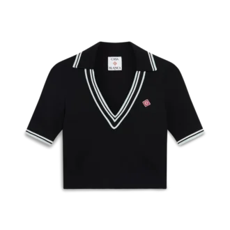 Viskose-pique-skjorte med V-hals