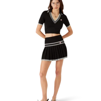 Viskose-pique-skjorte med V-hals