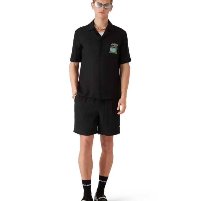 Volcano kortærmet klassisk skjorte i jacquard