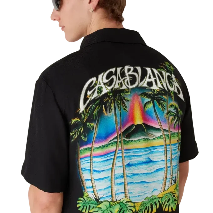 Volcano kortærmet klassisk skjorte i jacquard