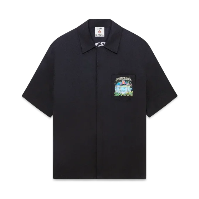 Volcano kortærmet klassisk skjorte i jacquard