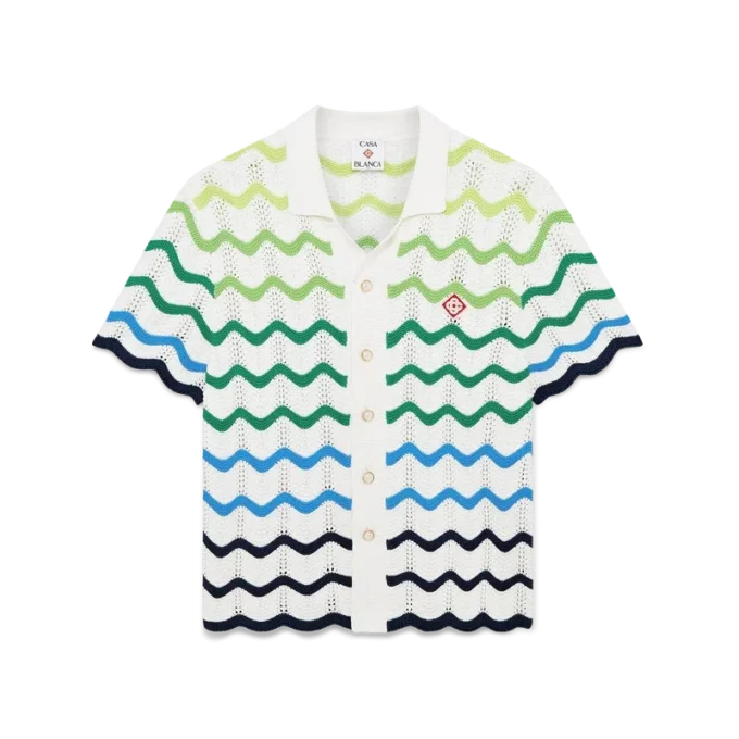 Wave kortærmet strikket skjorte