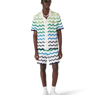 Wave kortærmet strikket skjorte