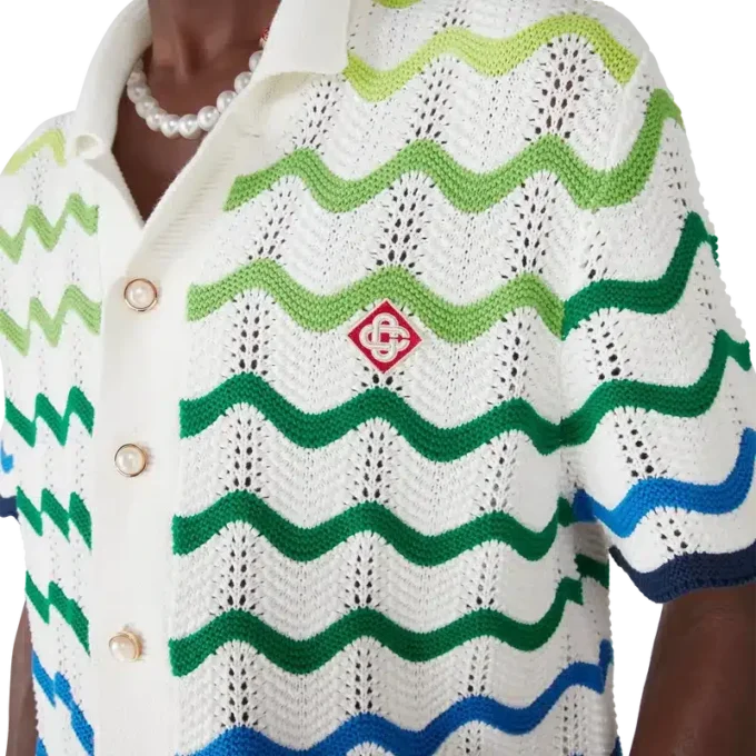 Wave kortærmet strikket skjorte